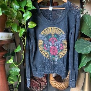 Affliction long sleeve top with lace back